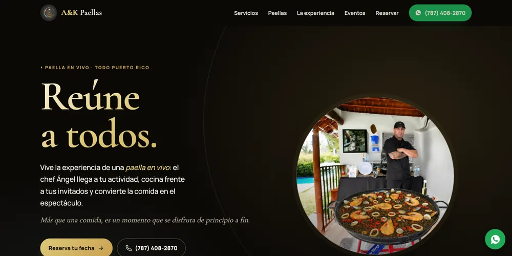 Página de inicio de A&K Paellas