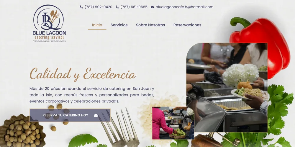 Página de inicio de Blue Lagoon Catering