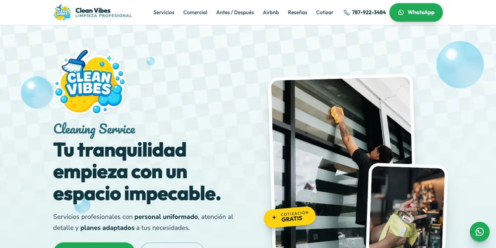 Página de inicio de Clean Vibes