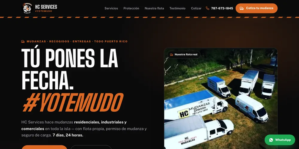 Página de inicio de Mudanzas HC Services