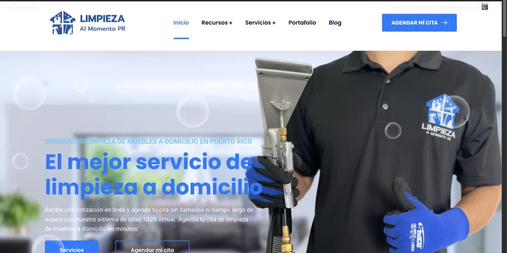 Página de inicio de Limpieza al Momento PR