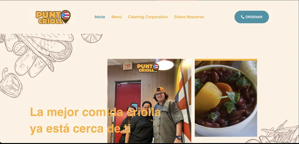 Página de inicio del restaurante Punto Criollo