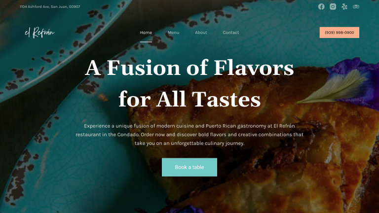 Cas Web Design - El Refran Website hero - diseño web de restaurantes
